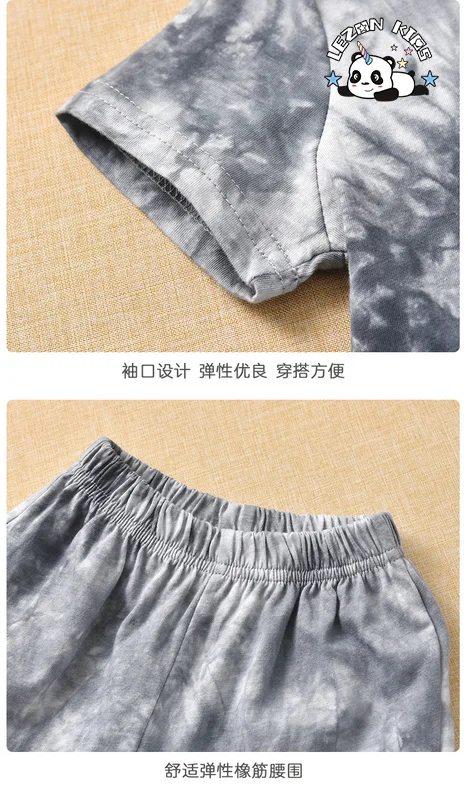 LEZONKIDS - Customized Kids boy set Summer Tie-Dye Casual Cotton Clothing Toddlers Featuring Print Solid Logo Design T-Shirt Suit